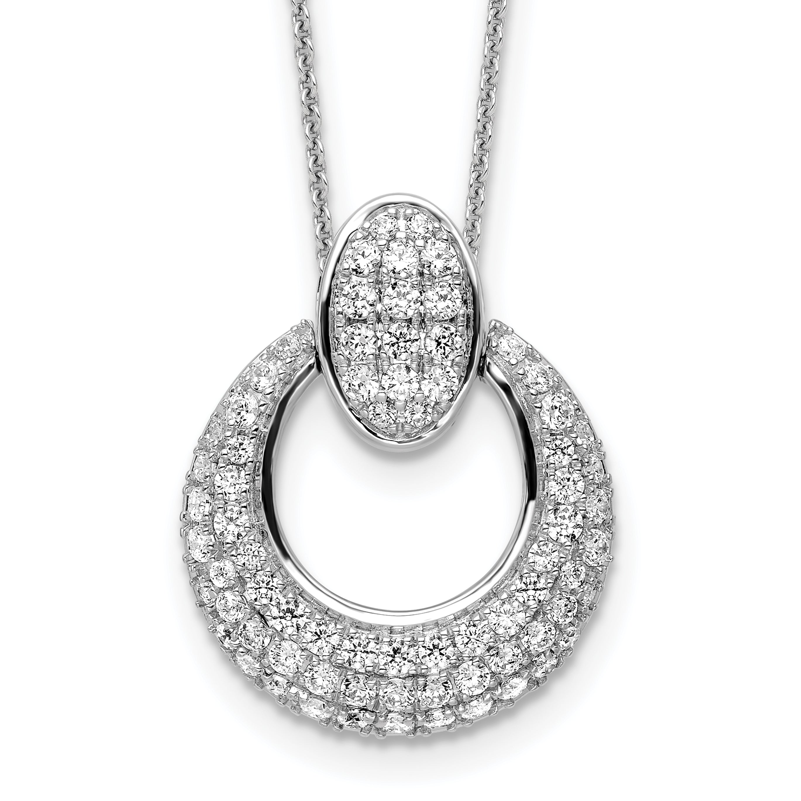 14K White Gold True Origin 1 1/6 Carat Lab Grown Diamond Vs Def 18 Inch Fancy Circle Pendant Necklace