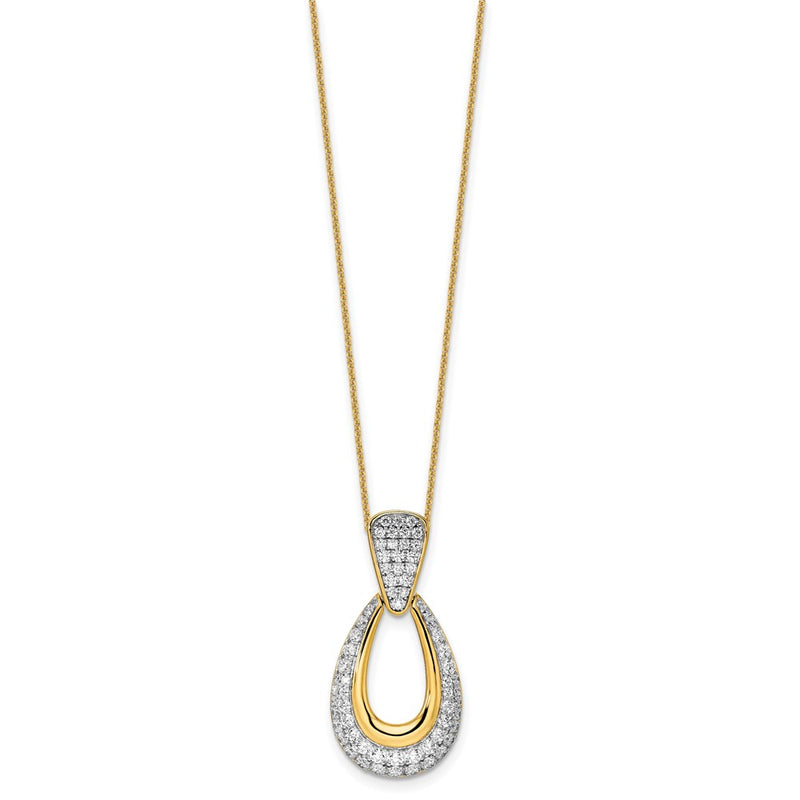 14K Yellow Gold True Origin 1 1/3 Carat Lab Created Diamond Vs Def 18 Inch Fancy Teardrop Necklace