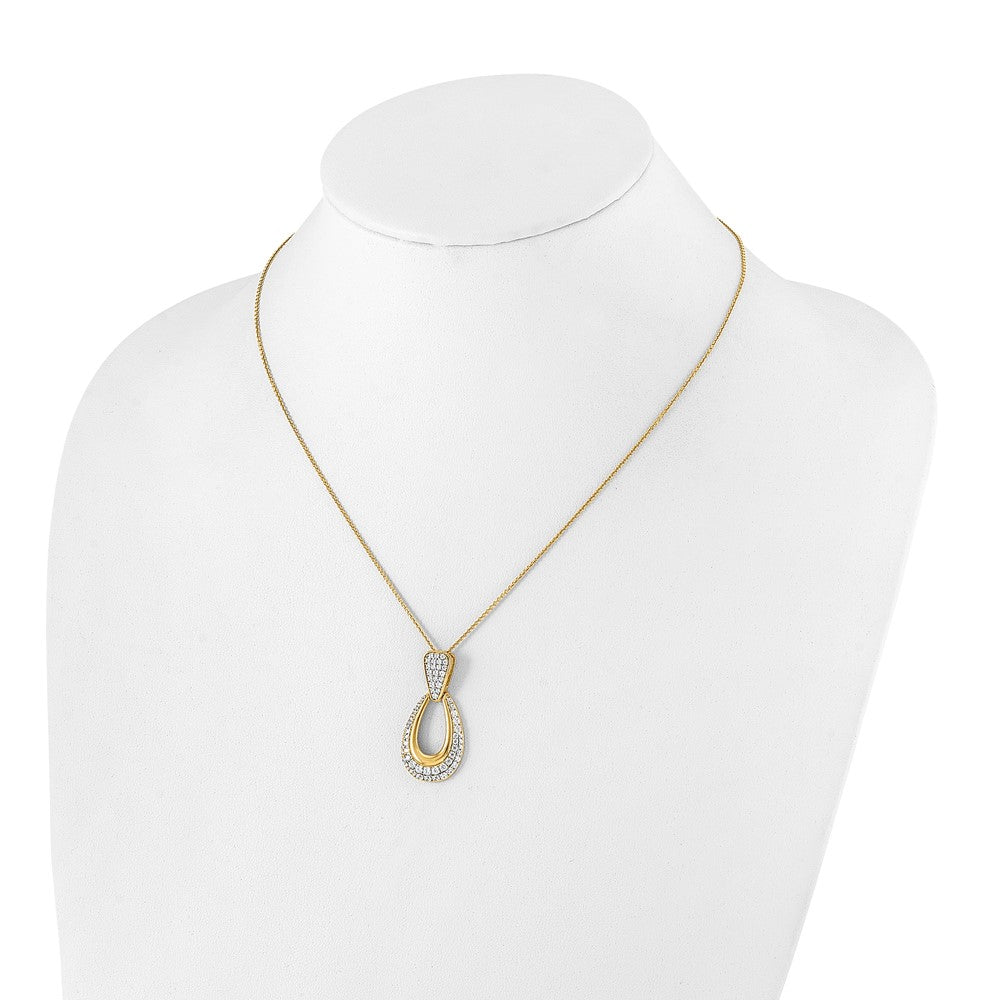 14K Yellow Gold True Origin 1 1/3 Carat Lab Created Diamond Vs Def 18 Inch Fancy Teardrop Necklace