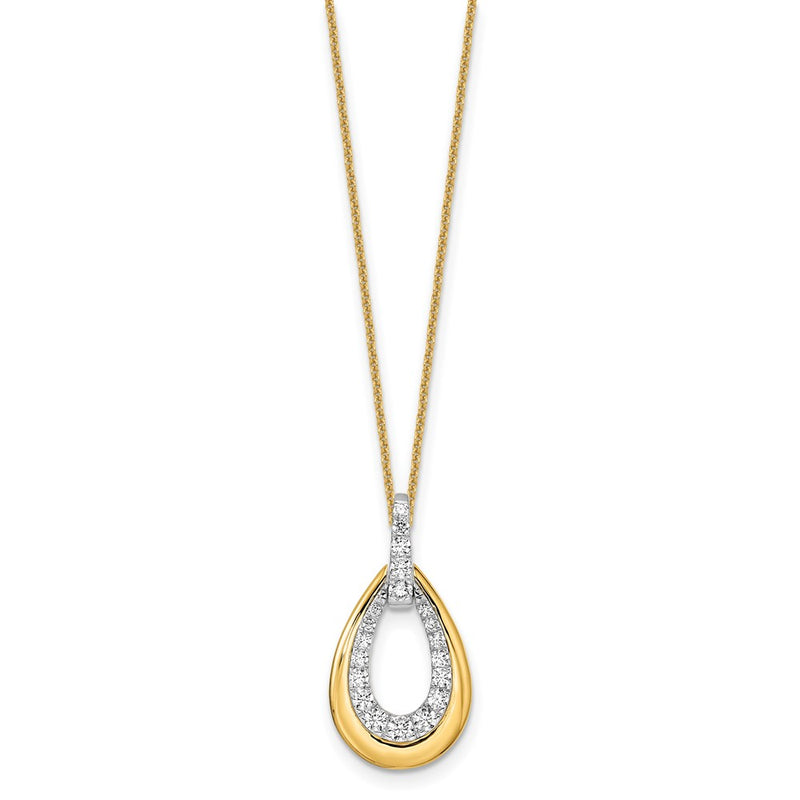 14K Two Tone True Origin 5/8 Carat Lab Grown Diamond Vs Def 18 Inch Fancy Teardrop Necklace