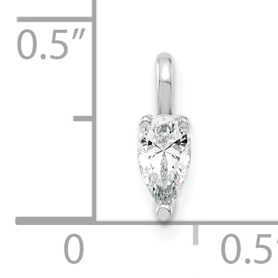 14K White Gold Lab Grown Diamond VS/SI+ G+ 5.85x3.0mm Pear Solitaire Pendan