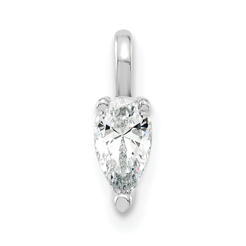 14K White Gold Lab Grown Diamond VS/SI+ G+ 5.85x3.0mm Pear Solitaire Pendan