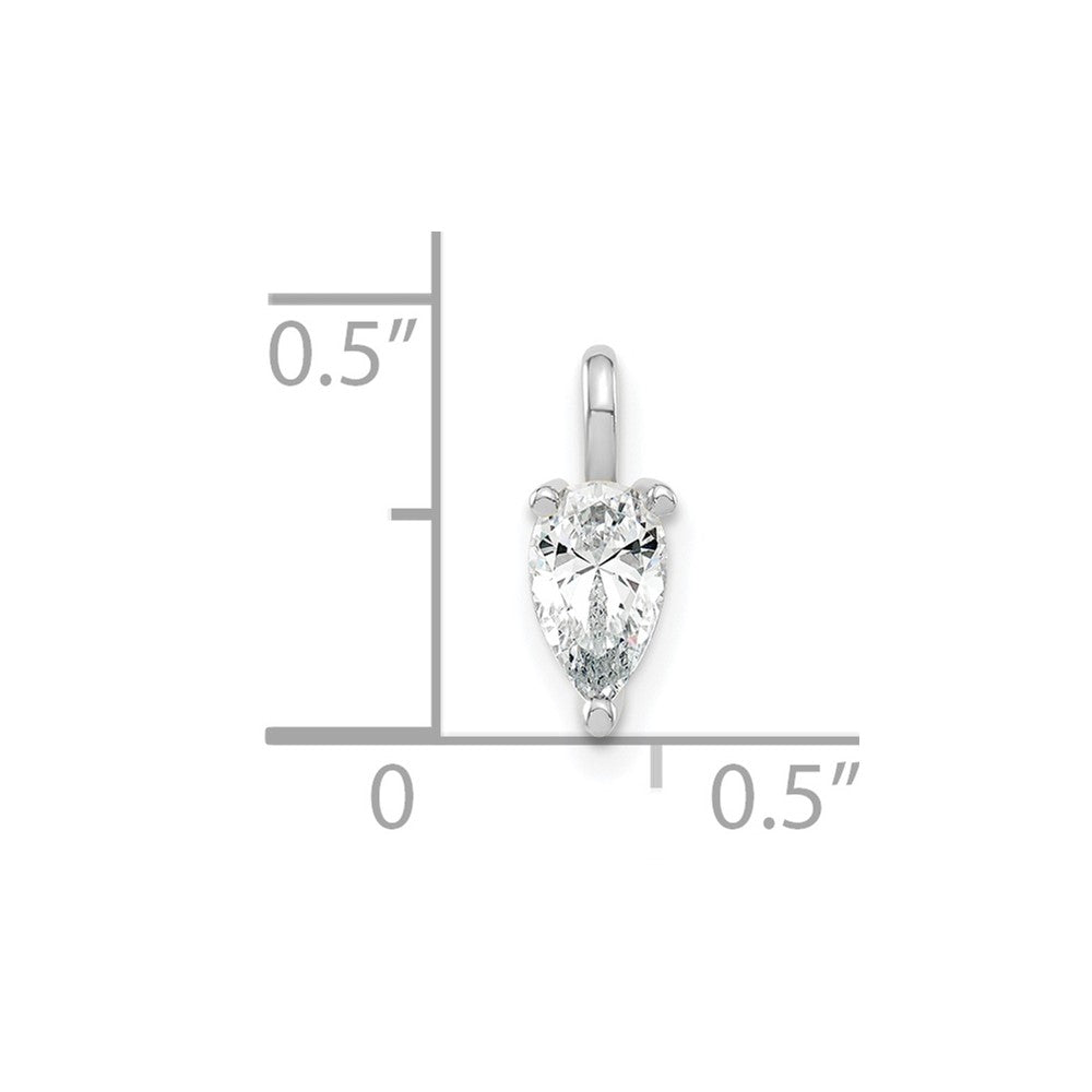 14K White Gold Lab Grown Diamond VS/SI+ G+ 6.25x4.2mm Pear Solitaire Pendan