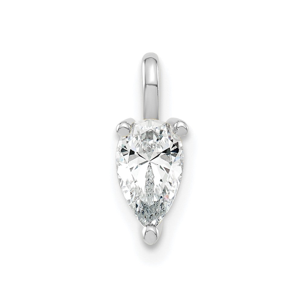 14K White Gold Lab Grown Diamond VS/SI+ G+ 6.25x4.2mm Pear Solitaire Pendan