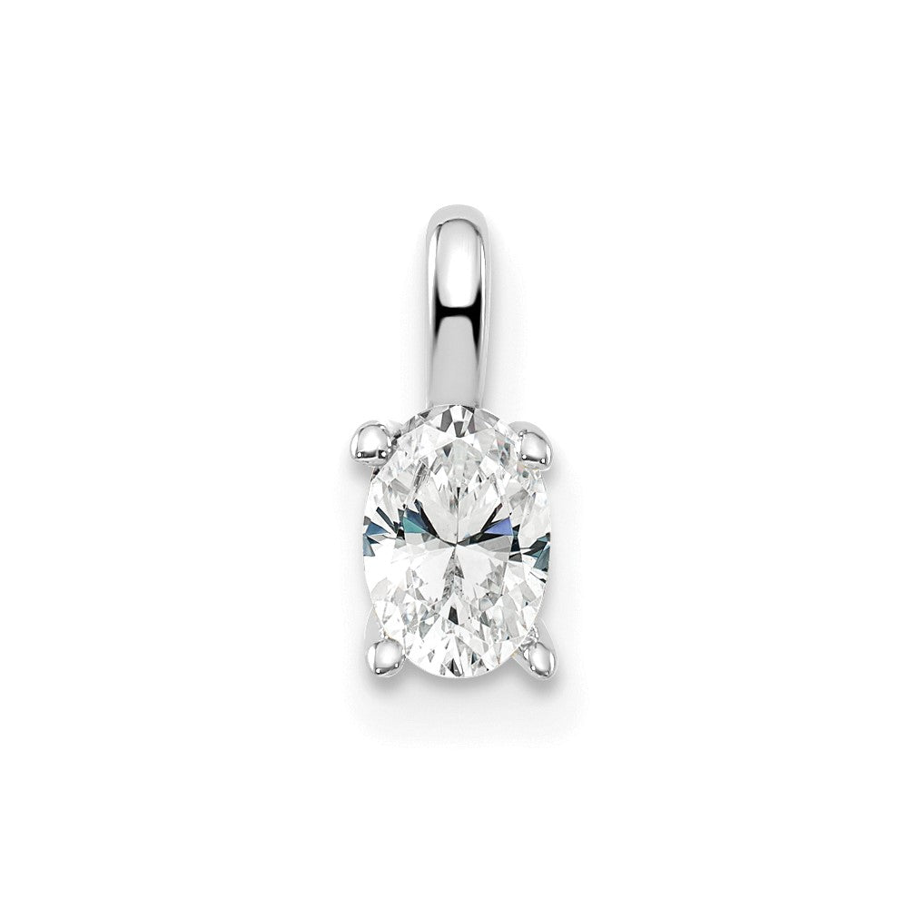 14k White Gold 1/3 Ct. Lab Grown Diamond VS/SI+ G+ Complete Oval Solitaire Pendant