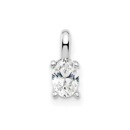 14k White Gold 1/3 Ct. Lab Grown Diamond VS/SI+ G+ Complete Oval Solitaire Pendant