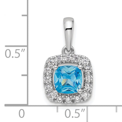14k White Gold 1/4 Ct. Lab Grown Diamond VS/SI+ G+ December Birthstone Blue Topaz Halo Pendant