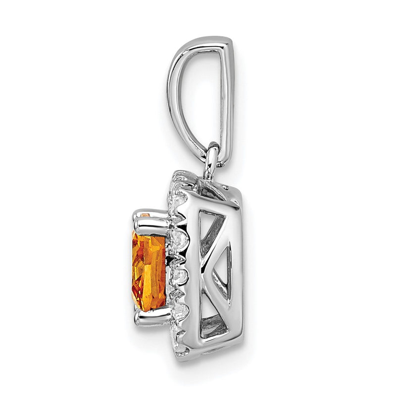 14k White Gold 1/4 Ct. Lab Grown Diamond VS/SI+ G+ November Birthstone Citrine Halo Pendant
