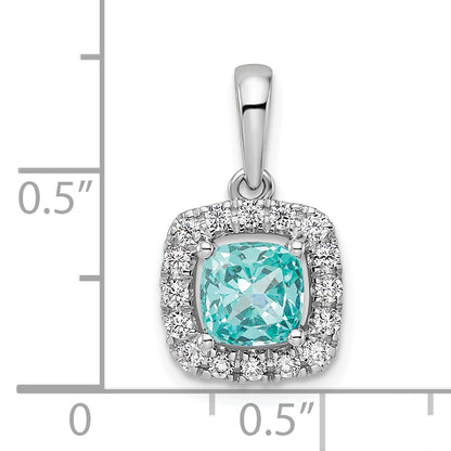 Pure Serenity 14k White Gold 1/4 Ct. Lab Grown Diamond VS/SI+ G+ and Lab Created Paraiba Halo Pendant