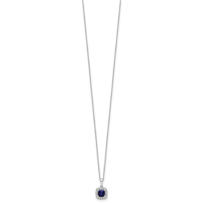 10k White Gold 1/4 Ct. Lab Grown Diamond VS/SI+ G+ and Created Sapphire 18 inch Pendant Necklace