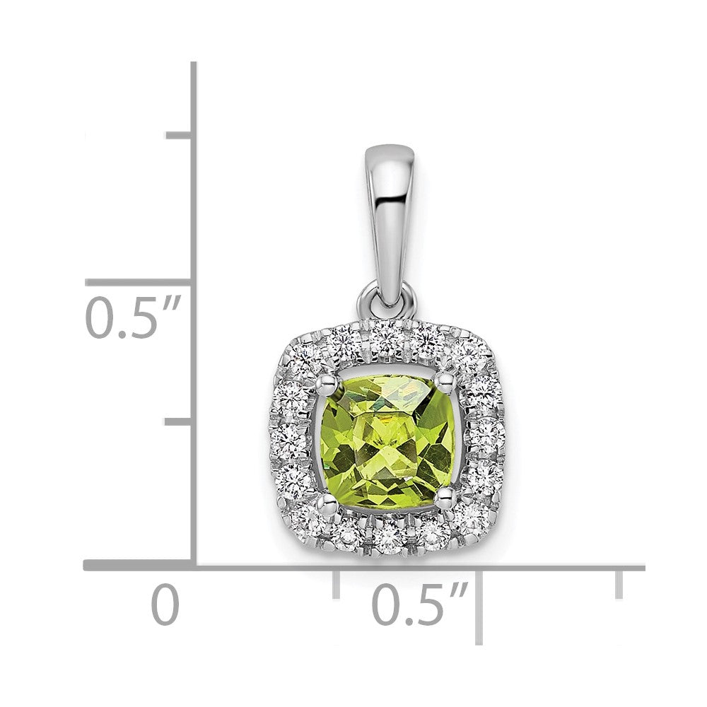14k White Gold 1/4 Ct. Lab Grown Diamond VS/SI+ G+ August Birthstone Peridot Halo Pendant