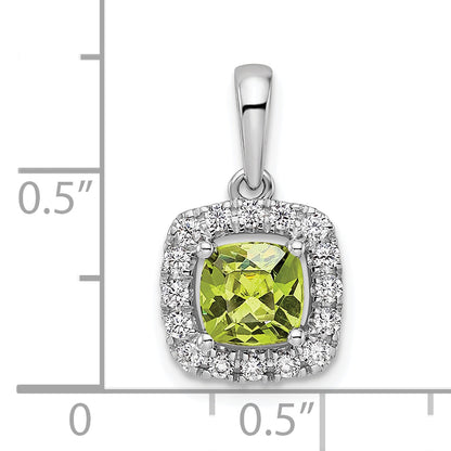 14k White Gold 1/4 Ct. Lab Grown Diamond VS/SI+ G+ August Birthstone Peridot Halo Pendant
