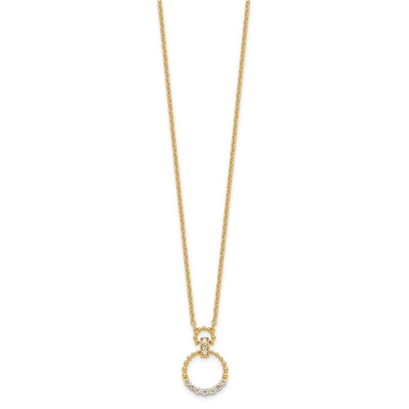 14k Yellow Gold 1/4 Ct. Lab Grown Diamond VS/SI+ G+ Circle 18 inch Pendant Necklace