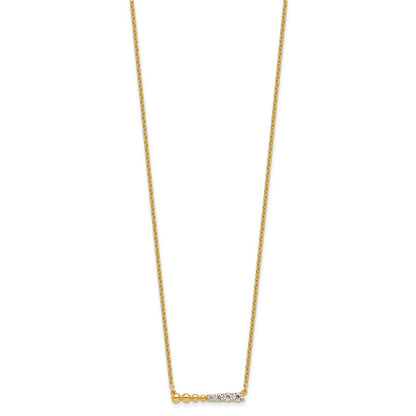 14k Yellow Gold 1/4 Ct. Lab Grown Diamond VS/SI+ G+ Beaded Bar 18 inch Necklace