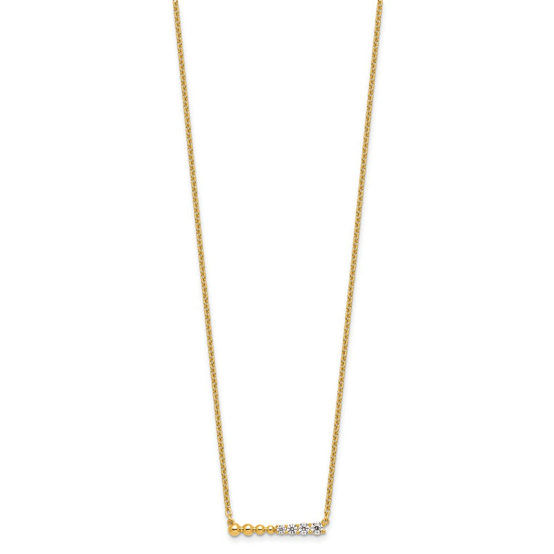 14k Yellow Gold 1/4 Ct. Lab Grown Diamond VS/SI+ G+ Beaded Bar 18 inch Necklace