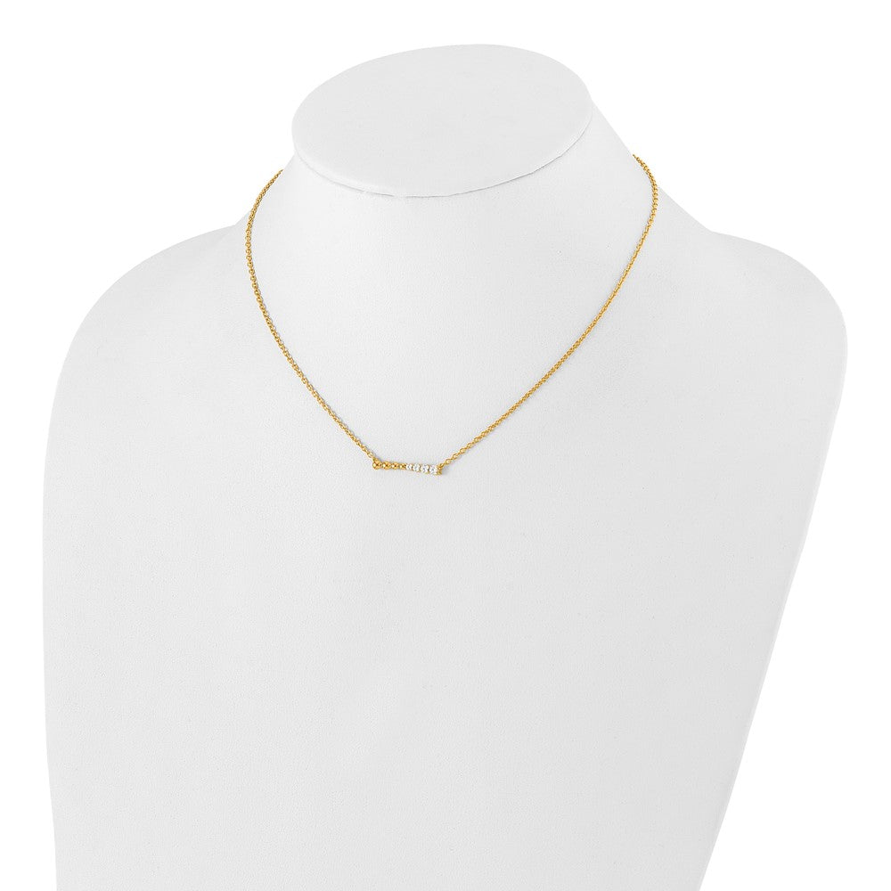 14k Yellow Gold 1/4 Ct. Lab Grown Diamond VS/SI+ G+ Beaded Bar 18 inch Necklace