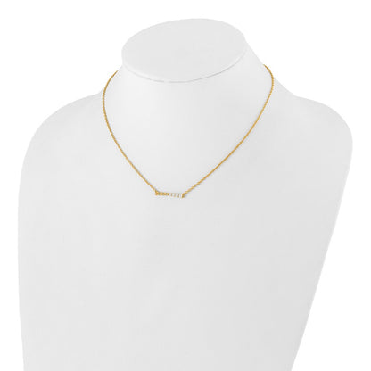 14k Yellow Gold 1/4 Ct. Lab Grown Diamond VS/SI+ G+ Beaded Bar 18 inch Necklace