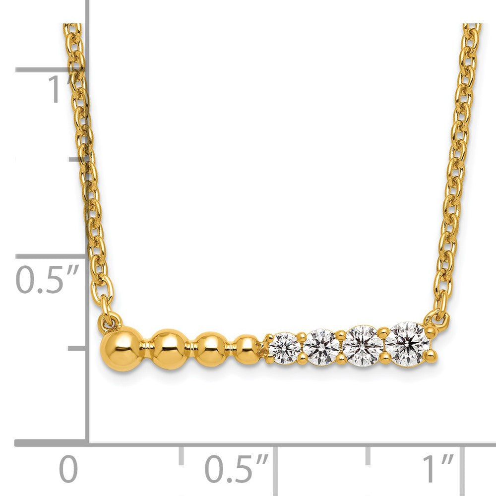 14k Yellow Gold 1/4 Ct. Lab Grown Diamond VS/SI+ G+ Beaded Bar 18 inch Necklace