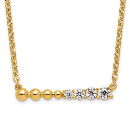14k Yellow Gold 1/4 Ct. Lab Grown Diamond VS/SI+ G+ Beaded Bar 18 inch Necklace