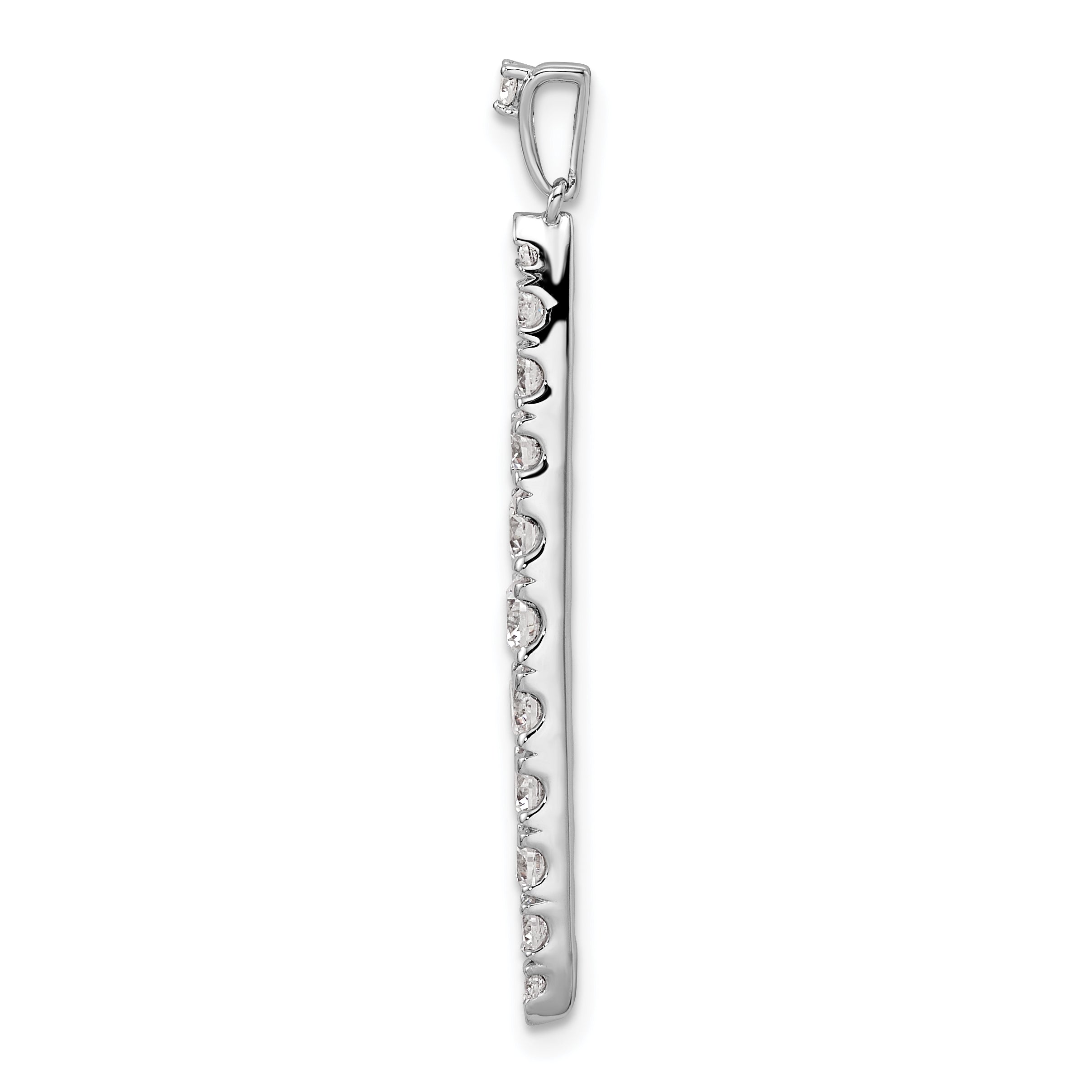 14k White Gold 1 Ct. Lab Grown Diamond VS/SI+ G+ Fancy Bar Pendant