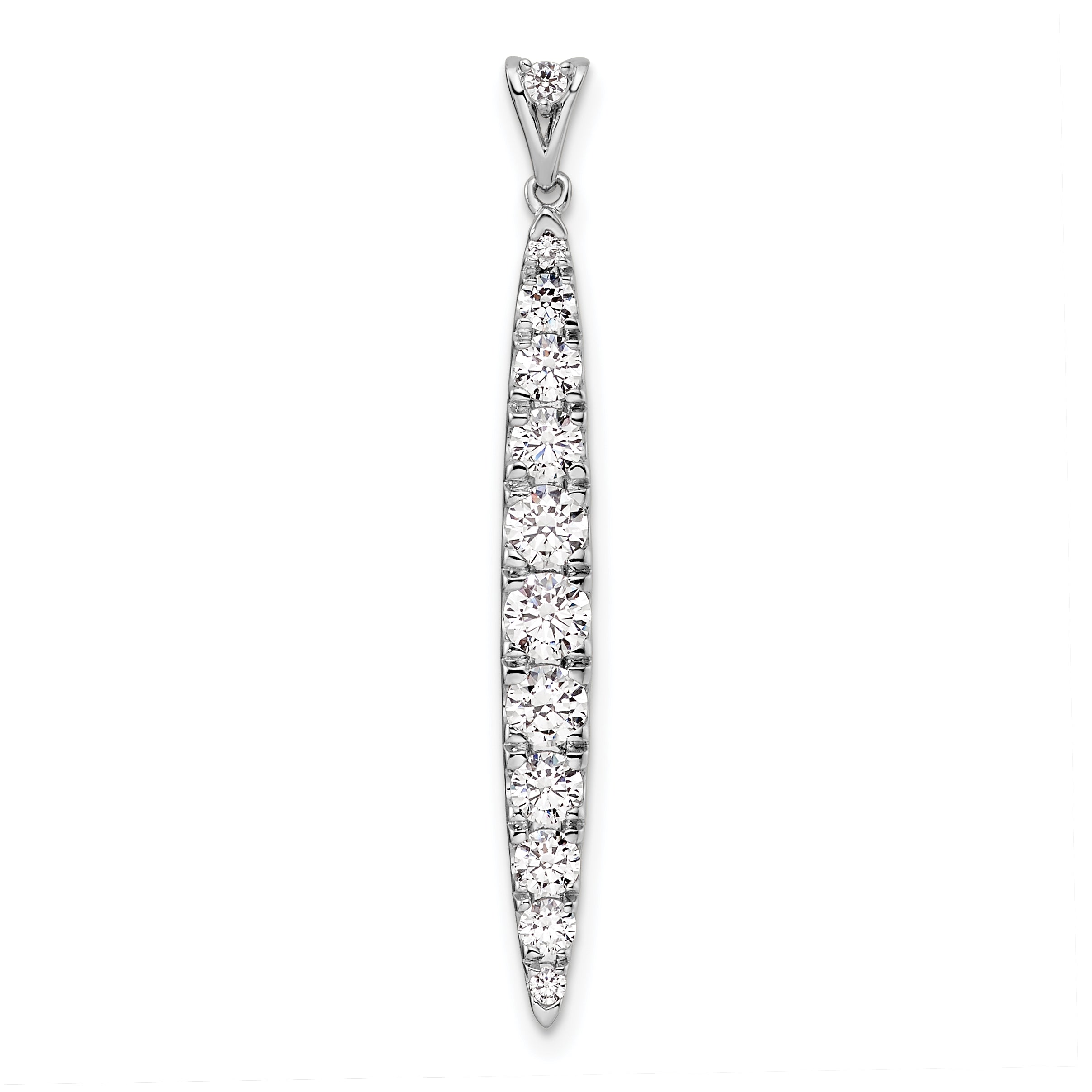 14k White Gold 1 Ct. Lab Grown Diamond VS/SI+ G+ Fancy Bar Pendant