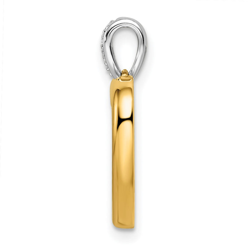 14k Two-tone Two Tone 1/6 Ct. Lab Grown Diamond VS/SI+ G+ Dangle Double Heart Pendant