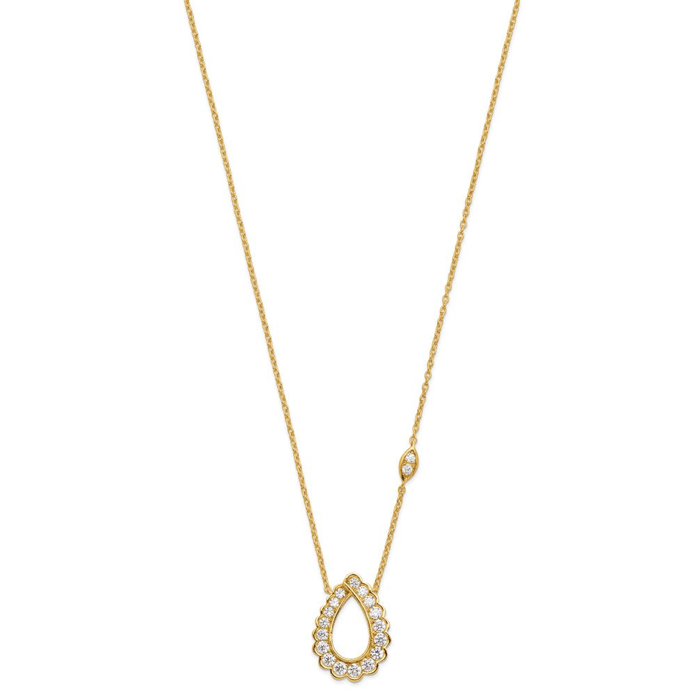 14k Yellow Gold 3/4 Ct. Lab Grown Diamond VS/SI+ G+ 18 inch Fancy Teardrop Necklace