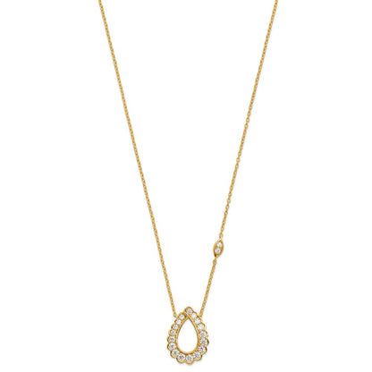 14k Yellow Gold 3/4 Ct. Lab Grown Diamond VS/SI+ G+ 18 inch Fancy Teardrop Necklace