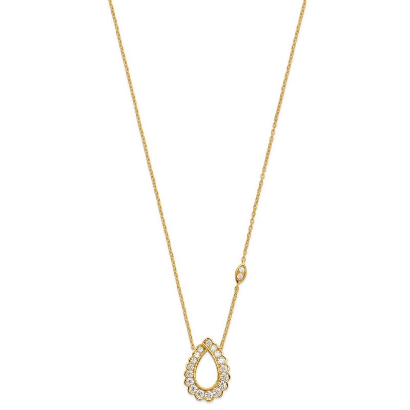 14k Yellow Gold 3/4 Ct. Lab Grown Diamond VS/SI+ G+ 18 inch Fancy Teardrop Necklace