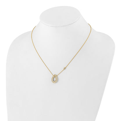 14k Yellow Gold 3/4 Ct. Lab Grown Diamond VS/SI+ G+ 18 inch Fancy Teardrop Necklace