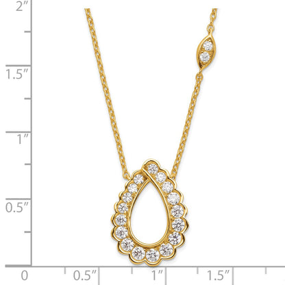 14k Yellow Gold 3/4 Ct. Lab Grown Diamond VS/SI+ G+ 18 inch Fancy Teardrop Necklace