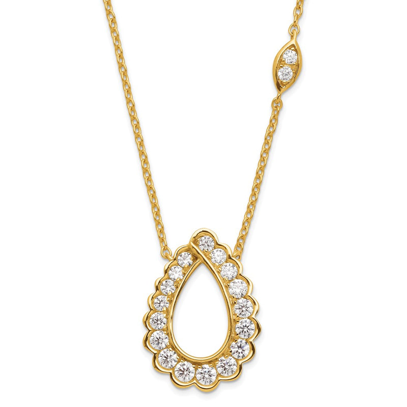 14k Yellow Gold 3/4 Ct. Lab Grown Diamond VS/SI+ G+ 18 inch Fancy Teardrop Necklace