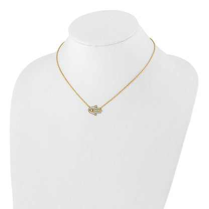 14k Yellow Gold 1/4 Ct. Lab Grown Diamond VS/SI+ G+ Hamsa 18 inch Necklace