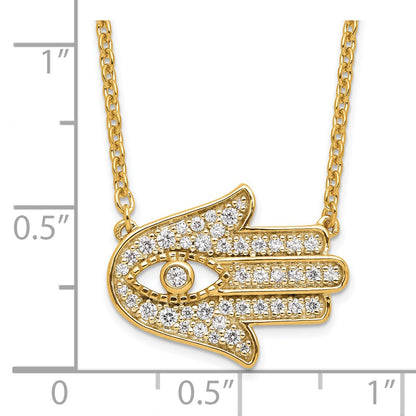 14k Yellow Gold 1/4 Ct. Lab Grown Diamond VS/SI+ G+ Hamsa 18 inch Necklace