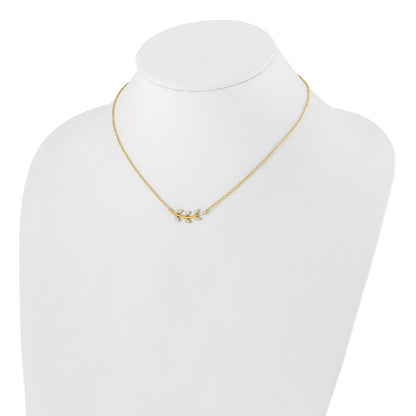 14k Yellow Gold 3/8 Ct. Lab Grown Diamond VS/SI+ G+ Branch with Leaves 18 inch Necklace