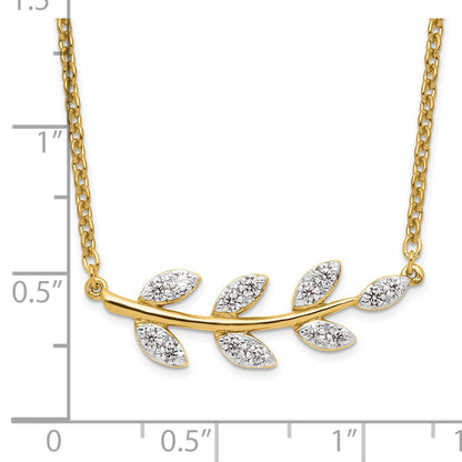 14k Yellow Gold 3/8 Ct. Lab Grown Diamond VS/SI+ G+ Branch with Leaves 18 inch Necklace