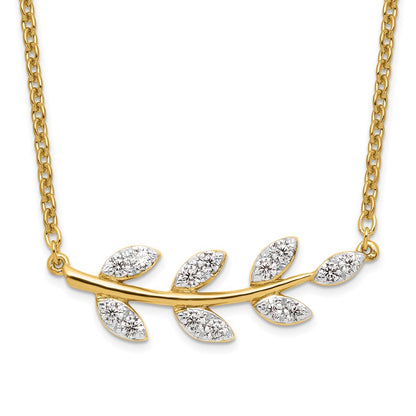 14k Yellow Gold 3/8 Ct. Lab Grown Diamond VS/SI+ G+ Branch with Leaves 18 inch Necklace