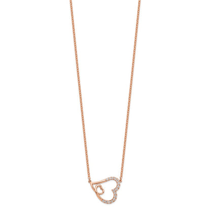 14K Rose Gold Lab Grown Diamond VS/SI+ G+ Intertwined Hearts Necklac