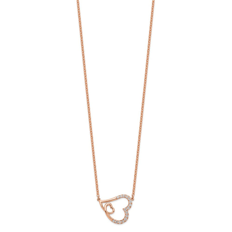 14K Rose Gold Lab Grown Diamond VS/SI+ G+ Intertwined Hearts Necklac