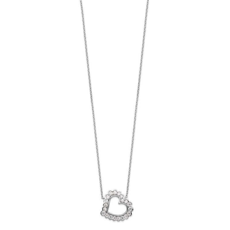 14k White Gold 3/4 Ct. Lab Grown Diamond VS/SI+ G+ 18 inch Heart Necklace