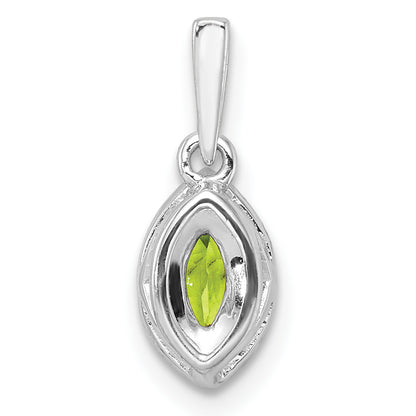 14k White Gold 1/10 Ct. Lab Grown Diamond VS/SI+ G+ and Peridot August Birthstone Pendant