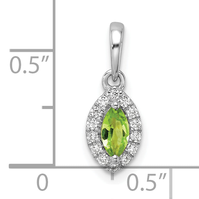 14k White Gold 1/10 Ct. Lab Grown Diamond VS/SI+ G+ and Peridot August Birthstone Pendant