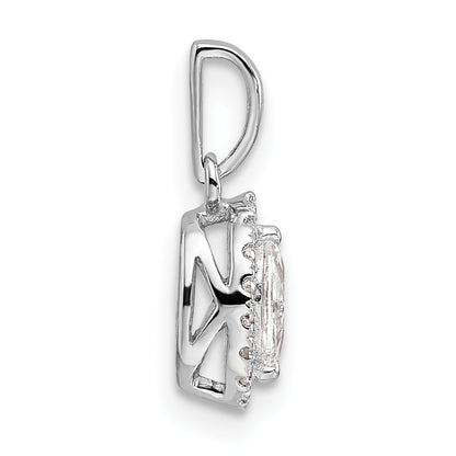 14k White Gold 1/10 Ct. Lab Grown Diamond VS/SI+ G+ and White Sapphire April Birthstone Pendant