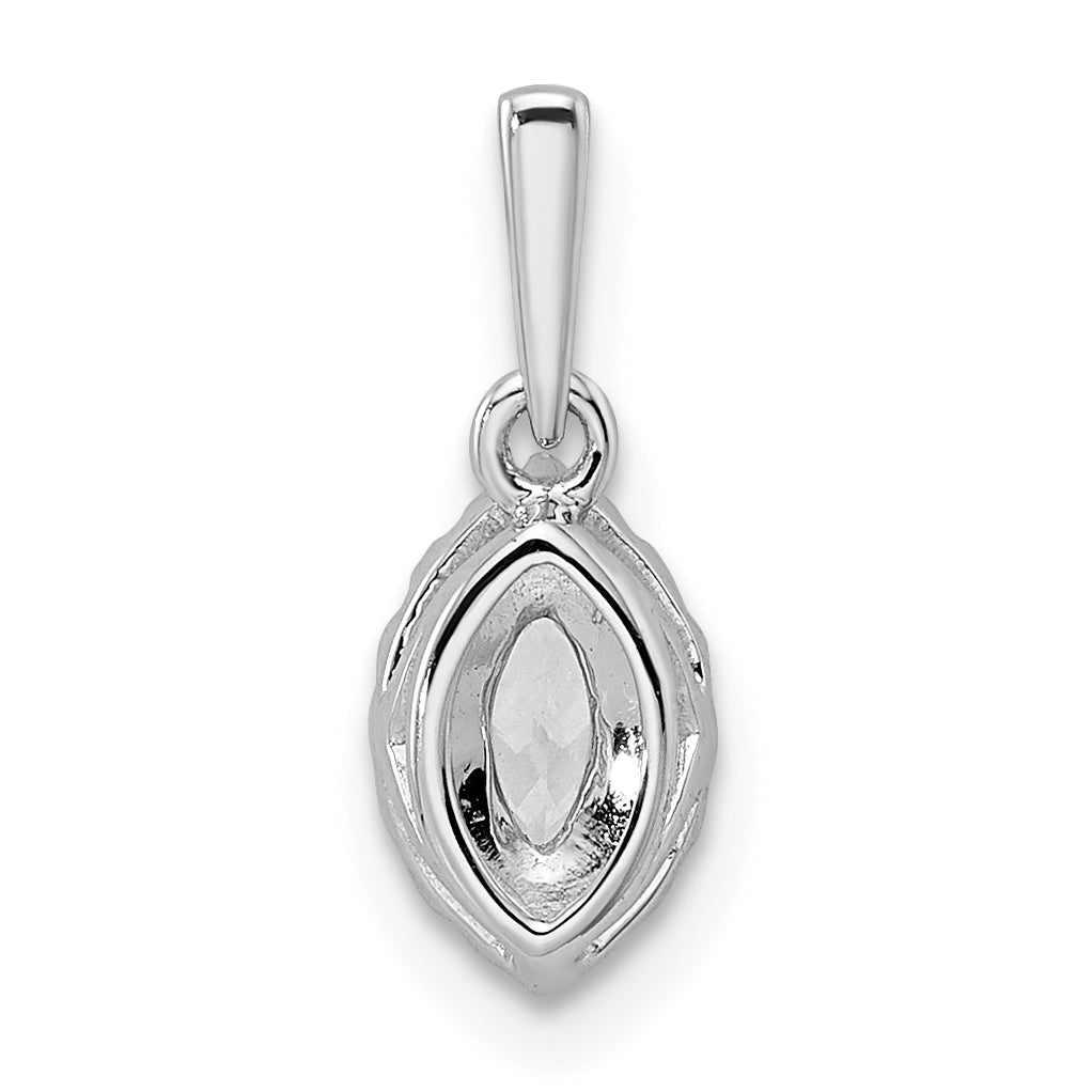 14k White Gold 1/10 Ct. Lab Grown Diamond VS/SI+ G+ and White Sapphire April Birthstone Pendant