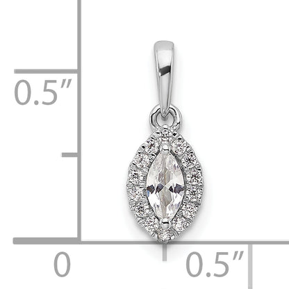 14k White Gold 1/10 Ct. Lab Grown Diamond VS/SI+ G+ and White Sapphire April Birthstone Pendant
