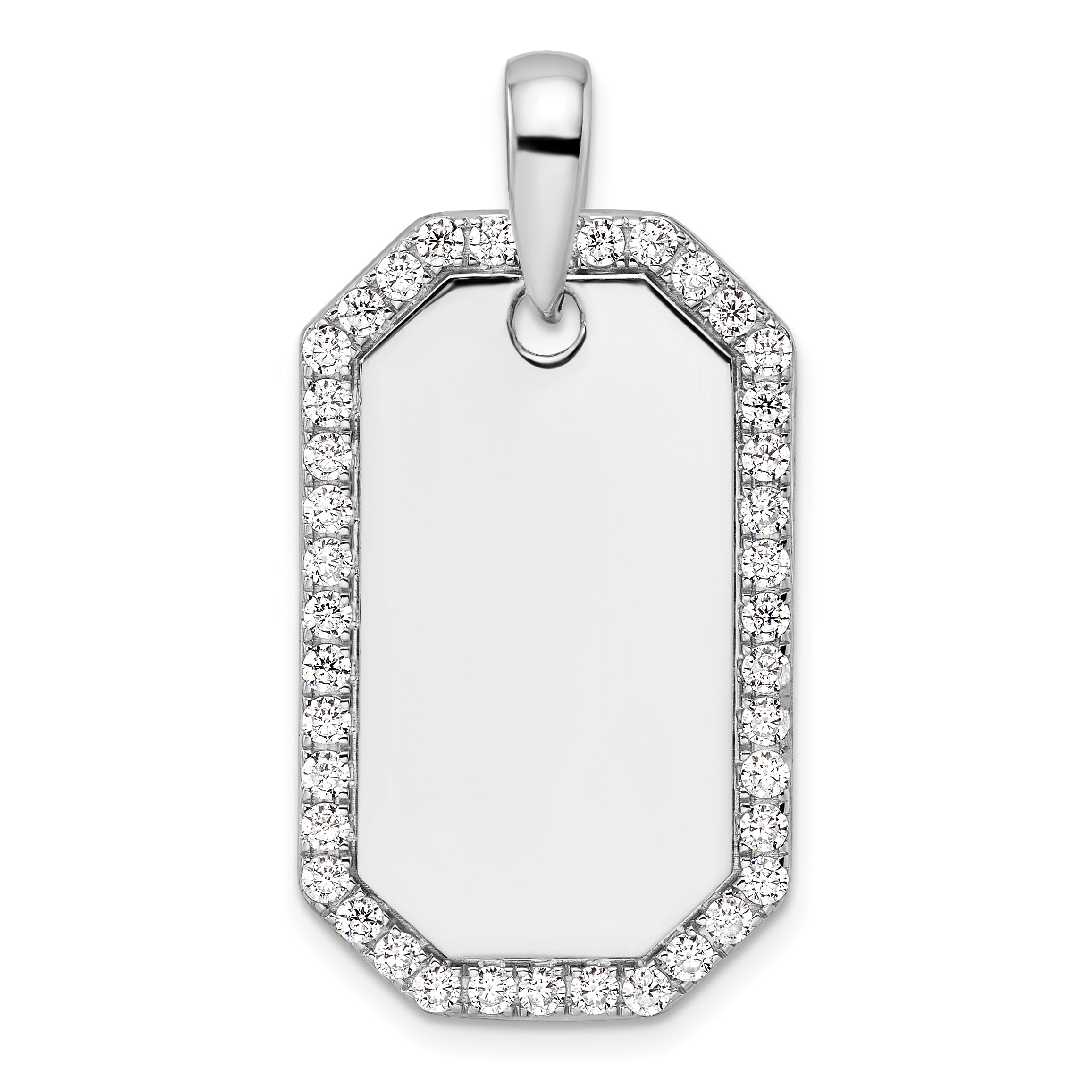 14K White Gold True Origin Men'S 1 Carat Lab Grown Diamond Vs D E F Dog Tag Pendant