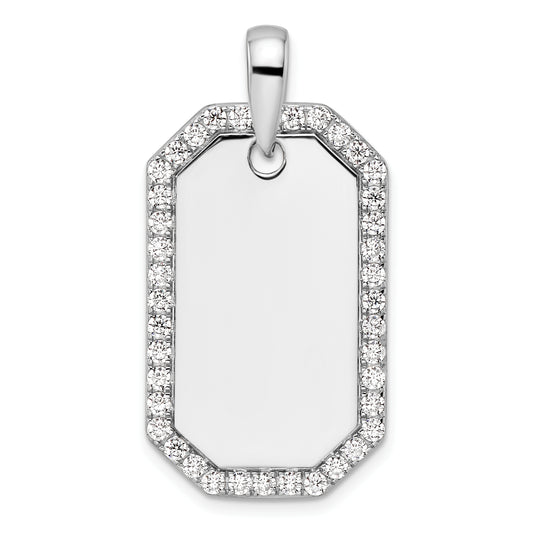 14K White Gold True Origin Men'S 1 Carat Lab Grown Diamond Vs D E F Dog Tag Pendant