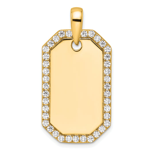 14K Yellow Gold True Origin Men'S 1 Carat Lab Grown Diamond Vs D E F Dog Tag Pendant