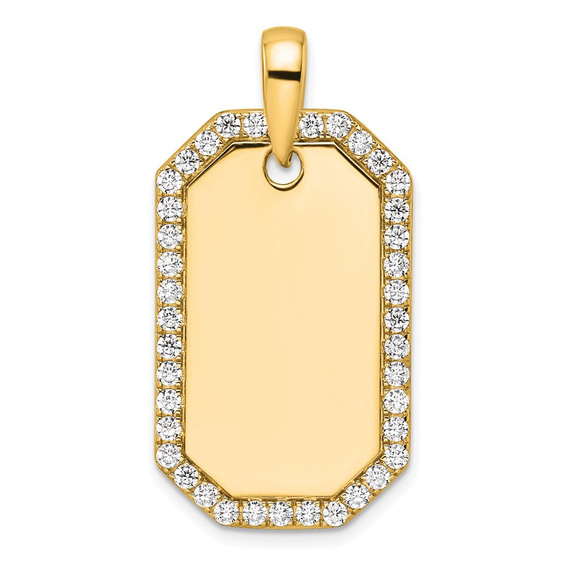 14K Yellow Gold True Origin Men'S 1 Carat Lab Grown Diamond Vs D E F Dog Tag Pendant