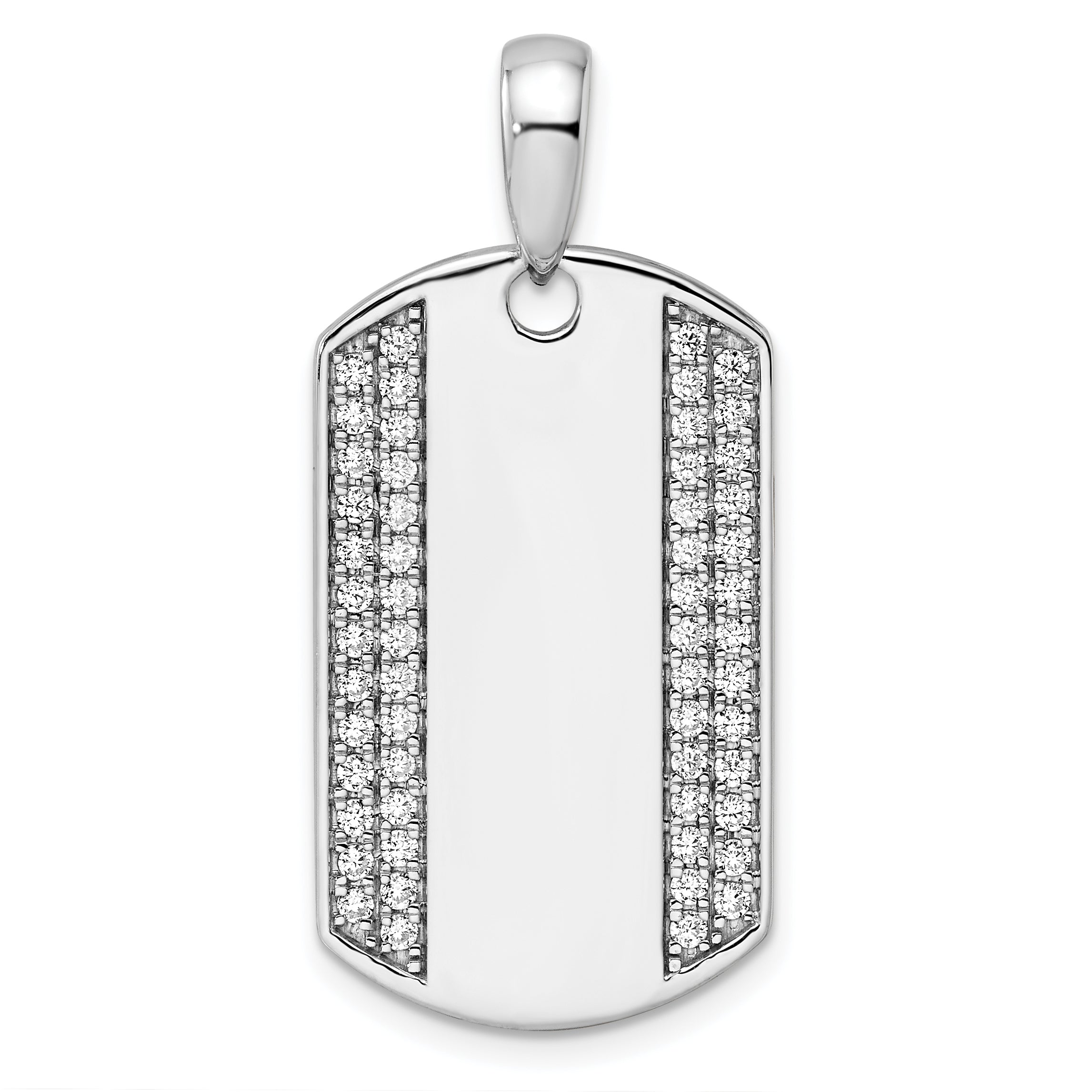 14K White Gold True Origin Men'S 3/4 Carat Lab Grown Diamond Vs D E F Dog Tag Pendant
